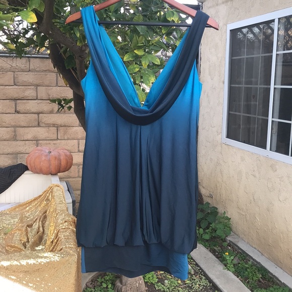 Charlotte Russe blue ombré balloon hem mini dress M - Picture 2 of 7